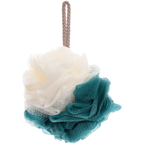 Мочалка для тела "Premium - NATARIO", цвет белый / бирюзовый, 19*12см, 50гр (зип пакет и наклейка Ultramarine)