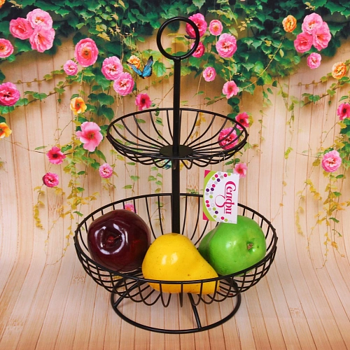 Фруктовница Brownie 2 яруса (162536см) полоски черная_3