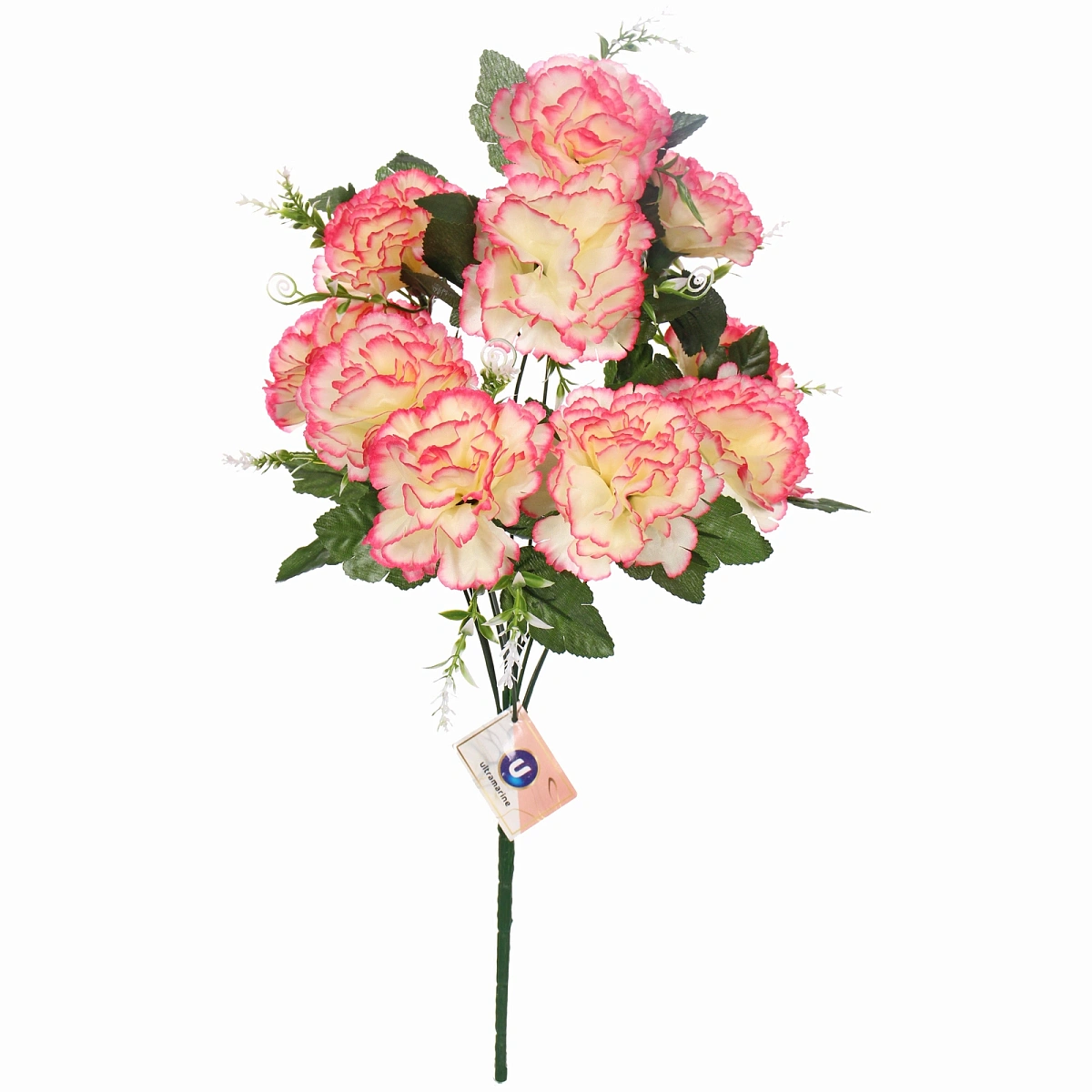 Искусственные цветы "Цветочная мелодия" Гвоздики 50см 10 цветков молочные