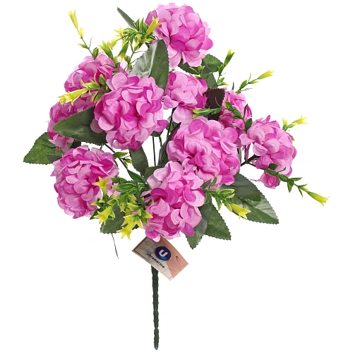Искусственные цветы Цветочная мелодия Гортензии 40см 10 цветков сиреневые_3