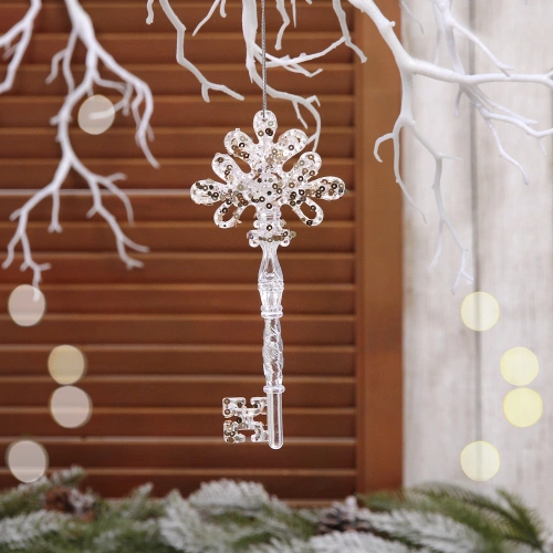 Подвеска "Ключ от сказки" 16*7 см, Белый/Золотой блеск