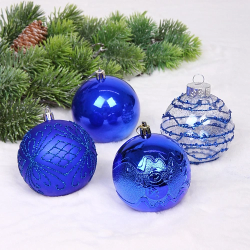 Новогодние шары Волшебство ночи 8 см (набор 12 шт), Синий_8