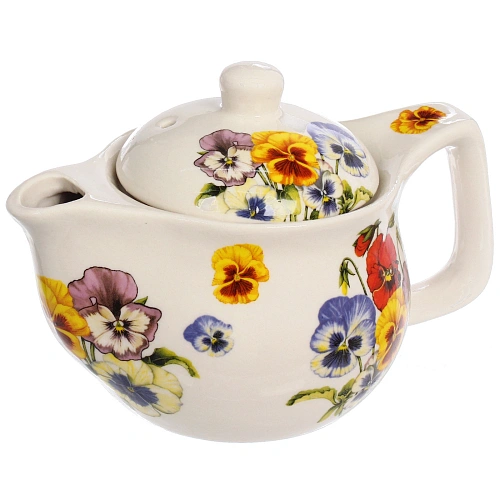 Чайник заварочный керамический 350мл с ситом Фиалки_3