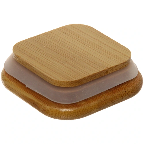 Банка для продуктов стеклянная 200мл Хай-Тек с бамбуковой крышкой, квадратная 68см_3