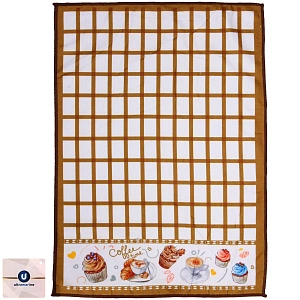 Полотенце кухонное "Клетка - Сладости" 40*57 см, цвет кофе с молоком, микрофибра 200 гр/м2