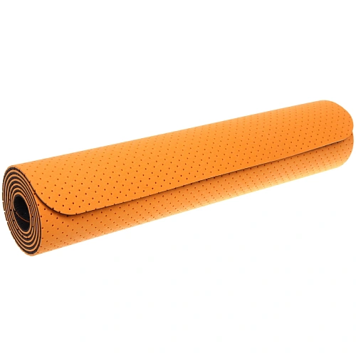 Коврик для йоги 6 мм 183х61 см Sports time перфорированный (ТРЕ), оранжевыйсерый_8