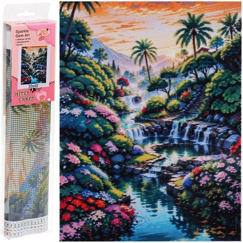 Алмазная мозаика в рулоне 30*40см полная выкладка "DIAMOND", Яркий пейзаж