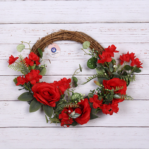 Искусственный цветы венок Сказка 42см цвет красный_6