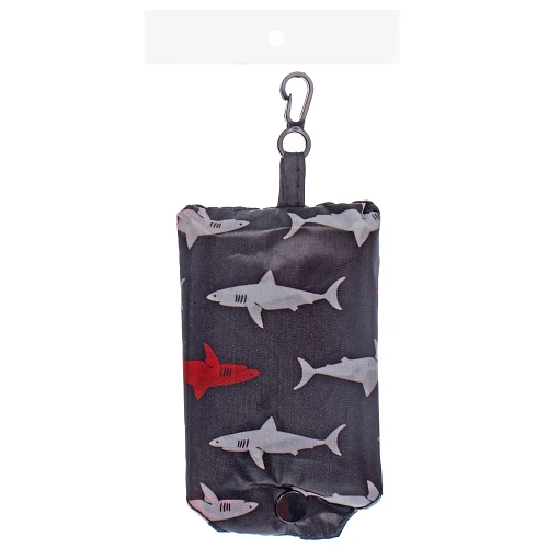 Сумка - шоппер с карабином ИДЕЯДОМА, принт акулы, 6038смнагрузка до 10кг (инд пакет истикер)_5