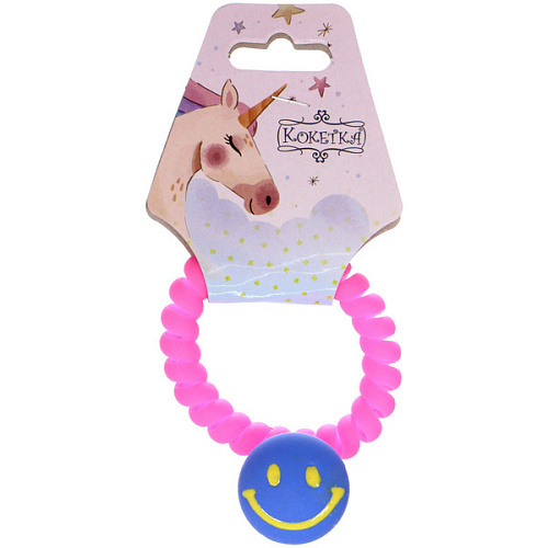 Резинка для волос силиконовая 1шт "MARZIPAN", смайлик, цвет розовый, d-5,5см (подвес Единорог)