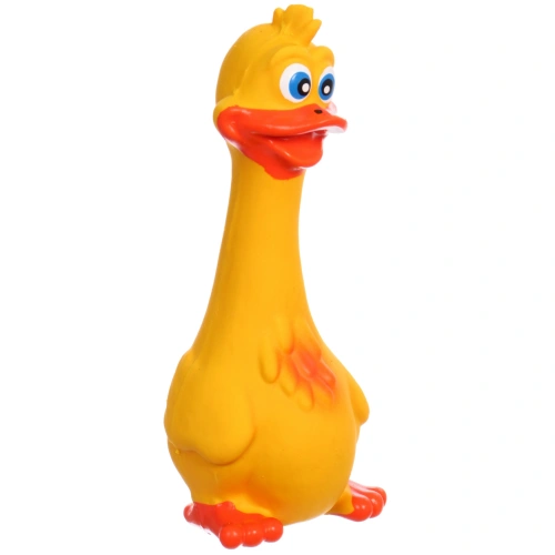 Игрушка резиновая для собак с пищалкой "МОЙ БРО", глазастая утка, цвет желтый, 17*6,5см (лейбл)