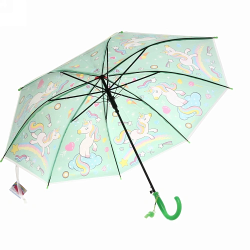 Зонт детский полуавтомат Ультрамарин - Единорожек на луне, 8 спиц, d-85см, длина в слож виде 68см  _15