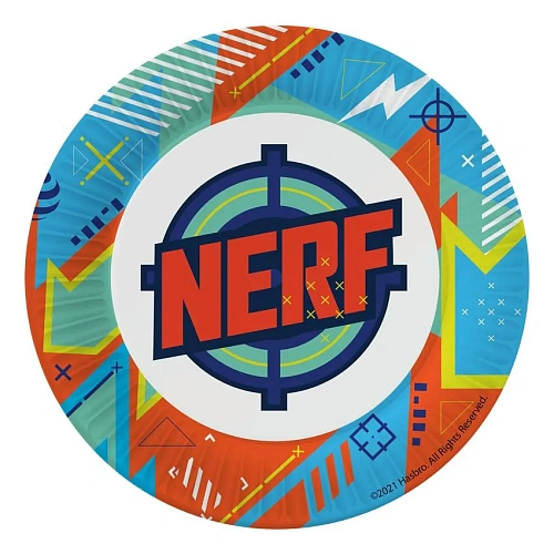 NERF. Набор бумажных  тарелок, голубой, 6 шт d=180 мм