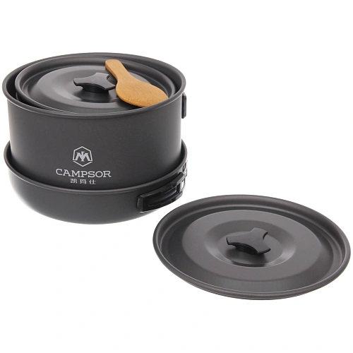 Набор посуды походной (2котелка,ковш,сковорода,3тарелки,лопатка,5чашек,поварёшка,губка) COMPSOR-500_4