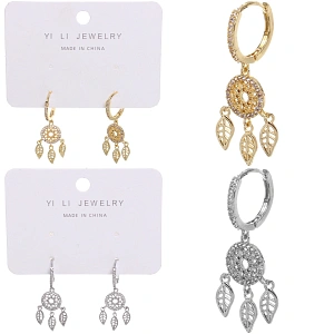 Серьги из гиппоалергенного металла со стразами "ПАЛУМНА", ловец снов, цвет золото и серебро, 3,5см