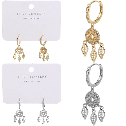 Серьги из гиппоалергенного металла со стразами "ПАЛУМНА", ловец снов, цвет золото и серебро, 3,5см