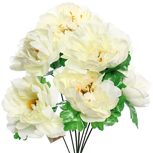 Искусственные цветы Цветочная мелодия Пионы 60см 7 цветков белые_4