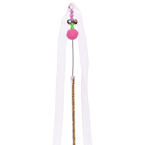 Игрушка - дразнилка на палочке ЦапЦап, ленточка, цвет розовый, см, 42см ( пакет с подвесом)_3