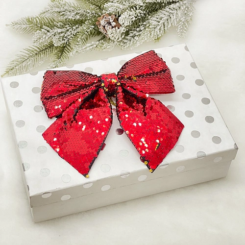 Бант на ёлку Сияние 2022 см, Красный_4