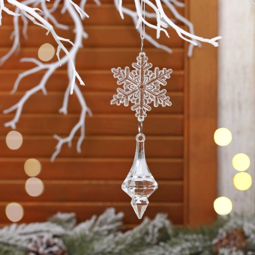 Подвеска "Хрустальная снежинка" 13 см, Прозрачный