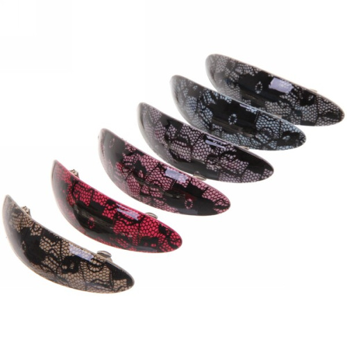 Заколка автомат "Lady Collection - Кружево", овал, 6 цветов, 9*2,5см (Кокетка)