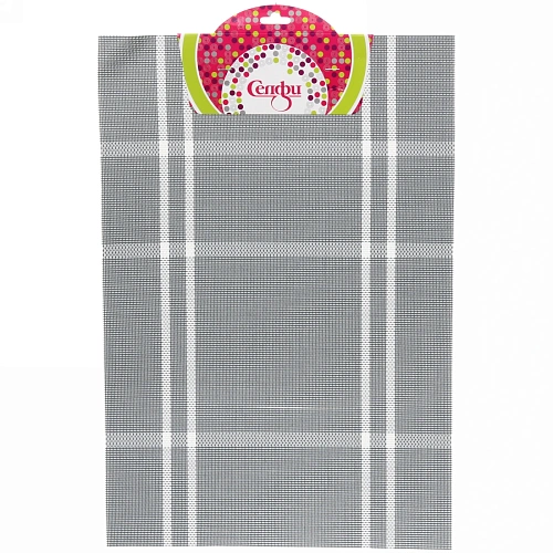 Салфетка на стол 30*45см плетеная, Клетка серая