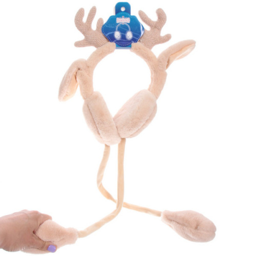 Наушники меховые с двигающимися ушками "Santa's Friend", цвет бежевый  ( подвес Ultramarine)