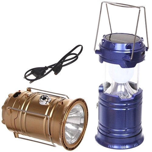 Фонарь туристический раздвижной, 6+1LED, 1W, 14*9,5 см, аккумулятор+солнечн.батарея