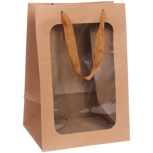 Пакет для цветов и подарков "Искренний подарок" 20*16*30 см, коричневый