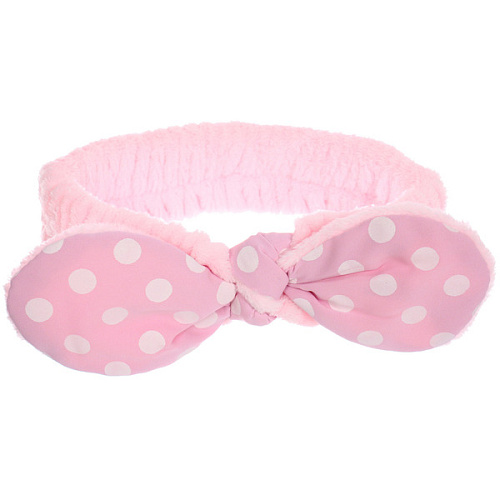 Повязка на голову косметическая ДАЙМОНД РУШ, горошек, цвет лавандовый, пудровый, небесный, 2055см (ZIP пакет)_3