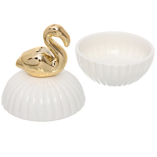 Шкатулка керамическая GOLD Podarok, лебедь, цвет белый, 810,53см (в инд коробке)_4