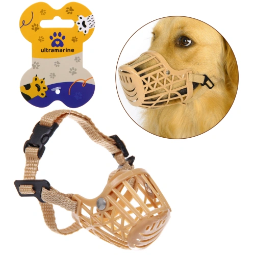 Намордник гуманный из гибкого пластика "Мой Бро", цвет светло - бежевый, №1 (лейбл)