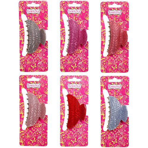 Заколка-краб для волос  ЭЙФОРИЯ, райя, микс 6 цветов, 7см (блистер Кокетка)_13