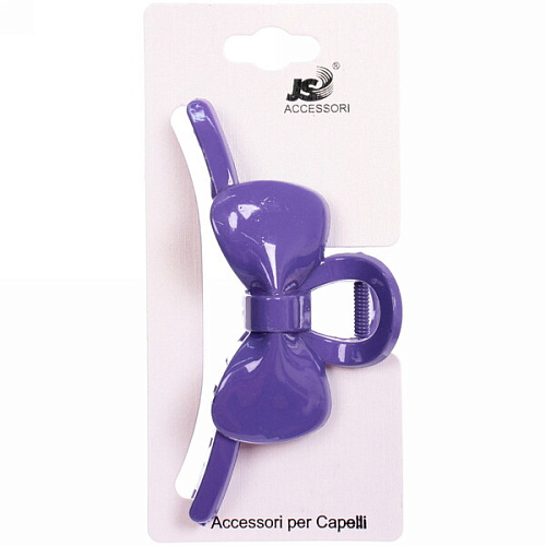 Заколка-краб для волос  на блистере Magic Gloss, бантик, микс 6 цветов, 11см (Кокетка)_24