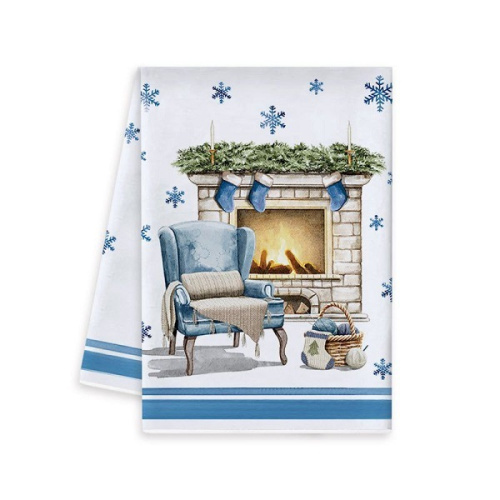 Полотенце кухонное "Winter - Камин" 40*57 см, микрофибра 200 гр/м2