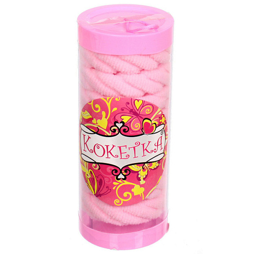 Резинки для волос детские в тубе 8шт ЗАБАВА, косичка, цвет пудровый, d-4см (наклейка Кокетка)_5