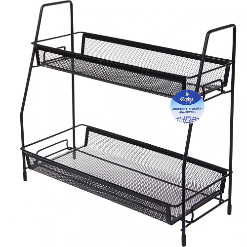 Этажерка настольная хозяйственная универсальная  "ФАНАДЕРО", цвет черный, 36*17*33см (лейбл Селфи)