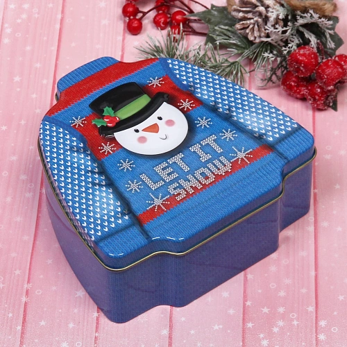 Банка жестяная 16,516,53,7см Свитерок Снеговик_3