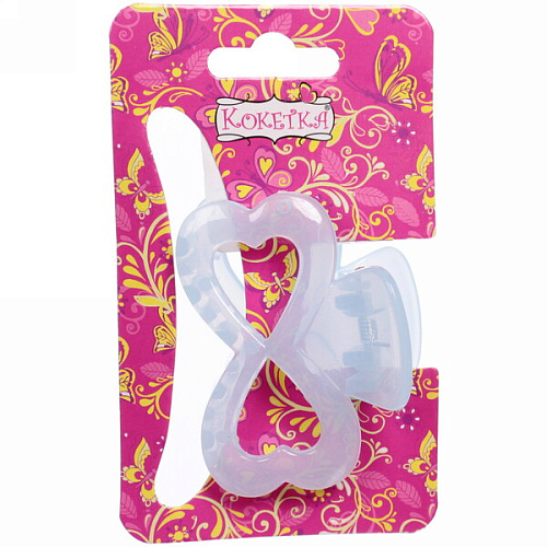 Заколка-краб для волос  на блистере Глянец-Бант, микс 6 цветов, 6см_32