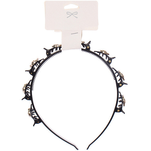 Ободок для волос ФАНТЭН, розочки, цвет чёрный, 15см (Стикер на вложение 12шт)_6