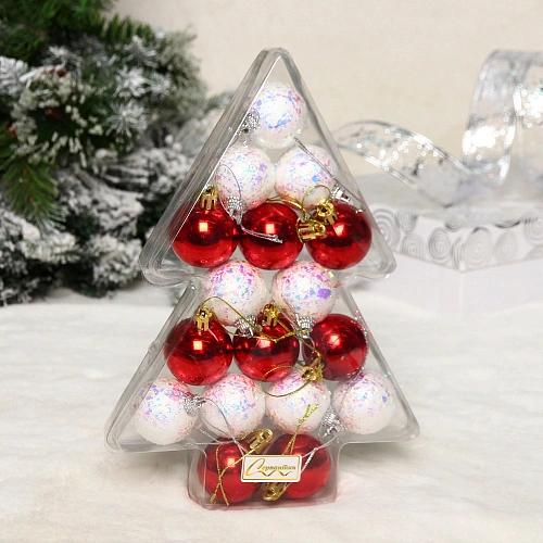 Набор украшений "Легенды зимы" 4 см (набор 17 шт), Белый, красный