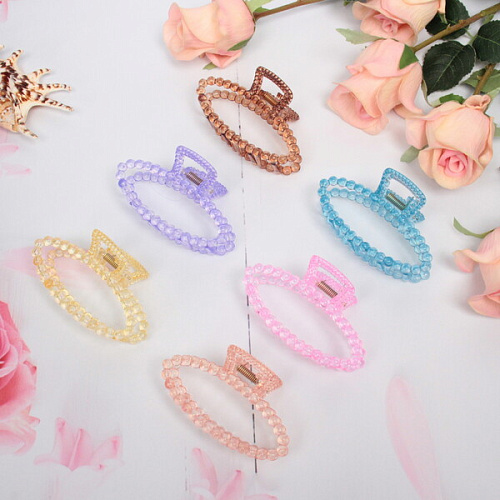 Заколка-краб для волос на блистере Cruella- Овал, микс 6 цветов, 9,5 см_3