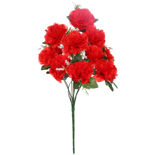 Искусственные цветы Цветочная мелодия Гвоздики 50см 10 цветков красные_3