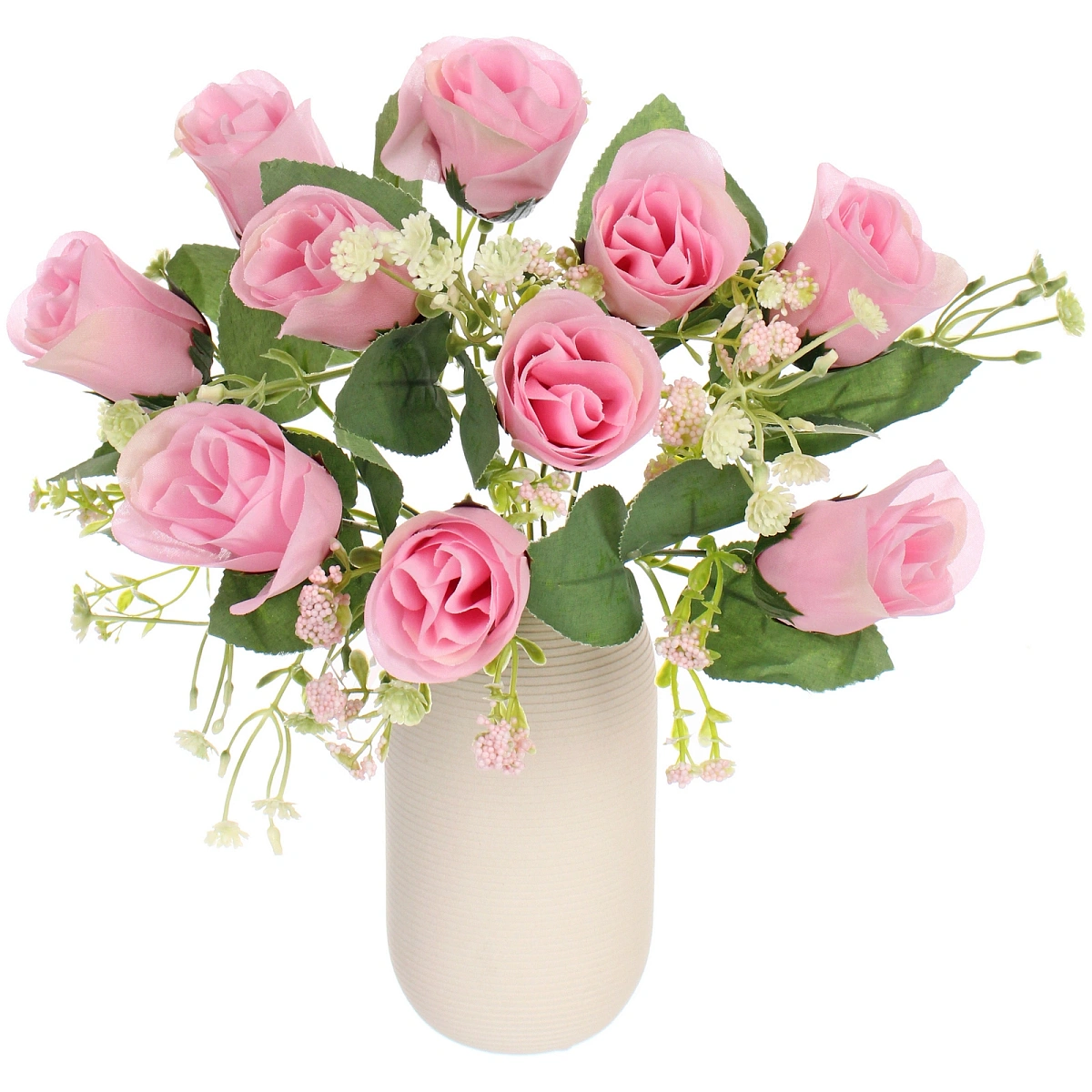 Искусственные цветы "Букет роз" 32см 10 цветков розовые