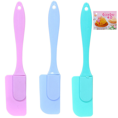 Лопатка кулинарная силиконовая 18*3,3см цветная ручка