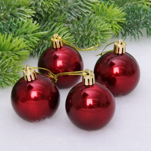 Новогодние шары 5 см (набор 4 шт) "Глянец", рубин