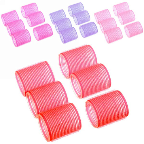 Бигуди липучки, 6шт., однотонные, цвет микс, d-5см