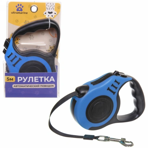 Поводок-рулетка "Дог" 5м до 15кг цвет голубой