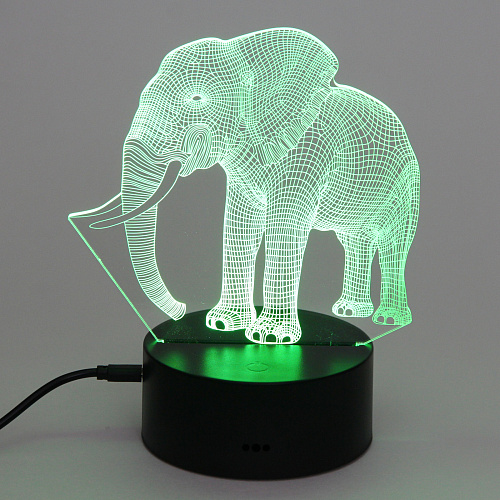 Светильник ночник 3D-Мамонт на пластиковой подставке, с включателем USB_8