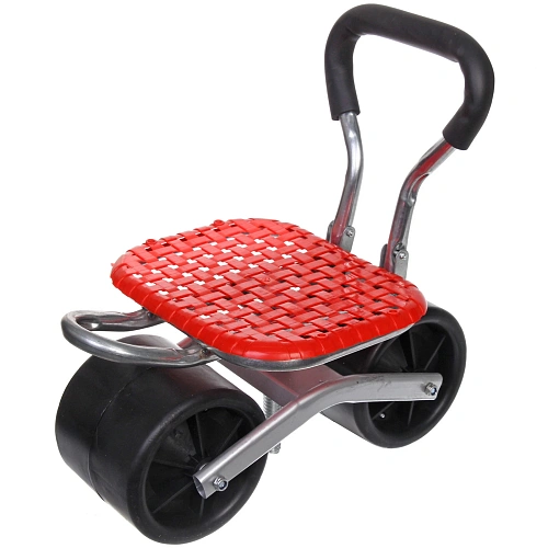 Стул садовый на колесах для прополки и работы в саду 354714см с поворотным механизмом(360°) складная спинка, цвет красный_8